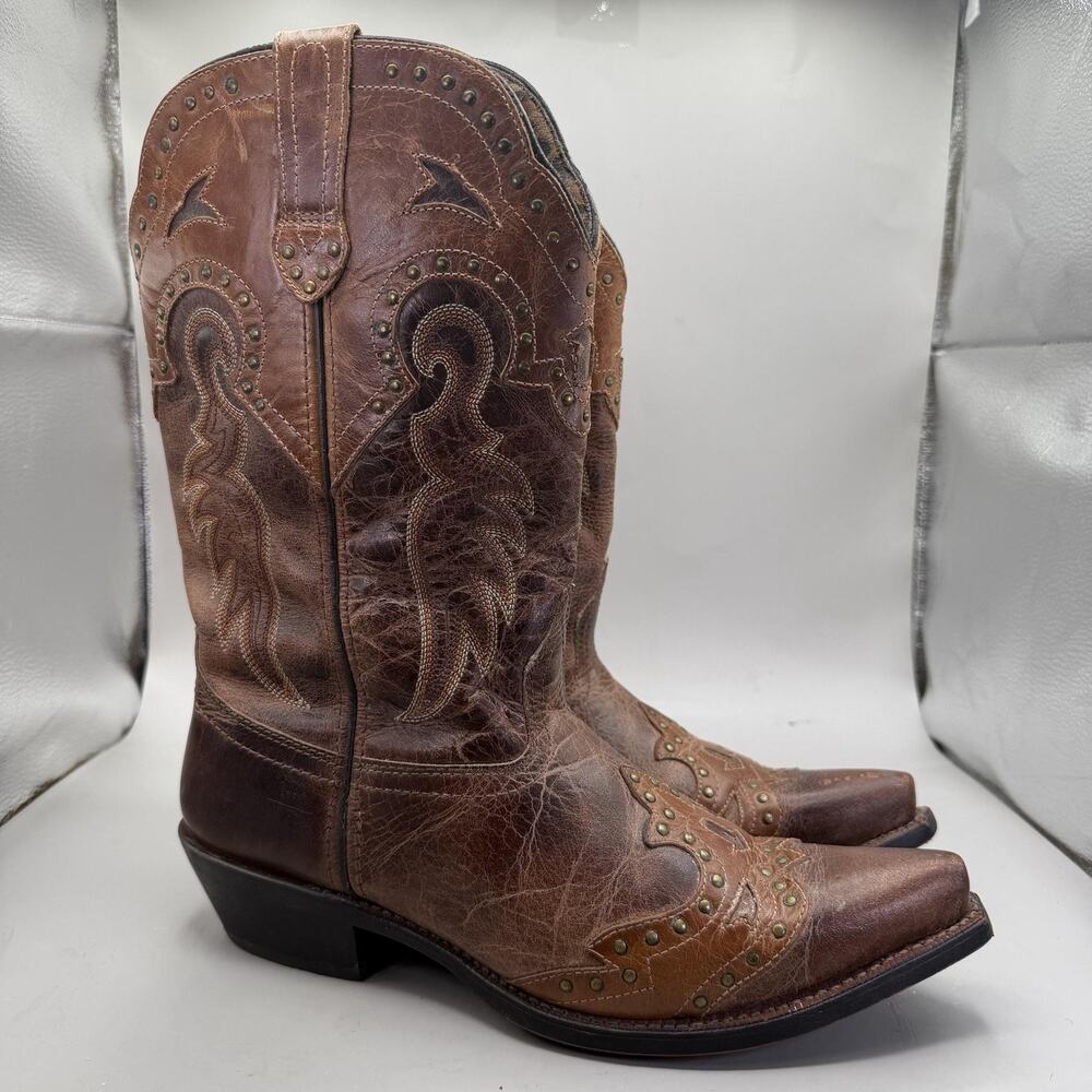 Laredo Ramona 52035 Western Boots Womens Size 9.5 Brown Leather SnipToe Studded